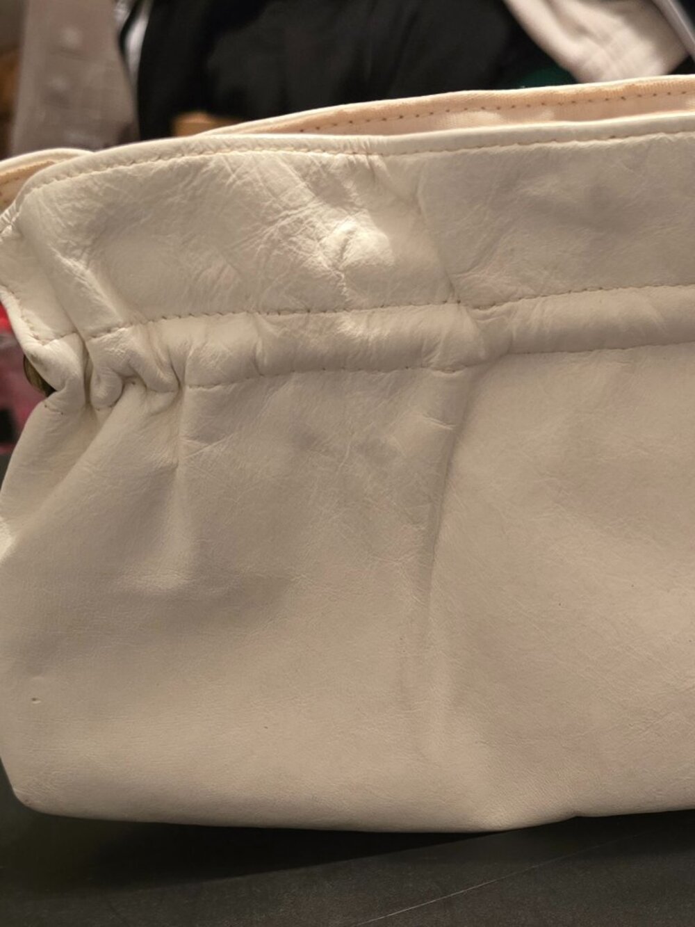 Vintage Mardane white leather ruched Evening  clutch